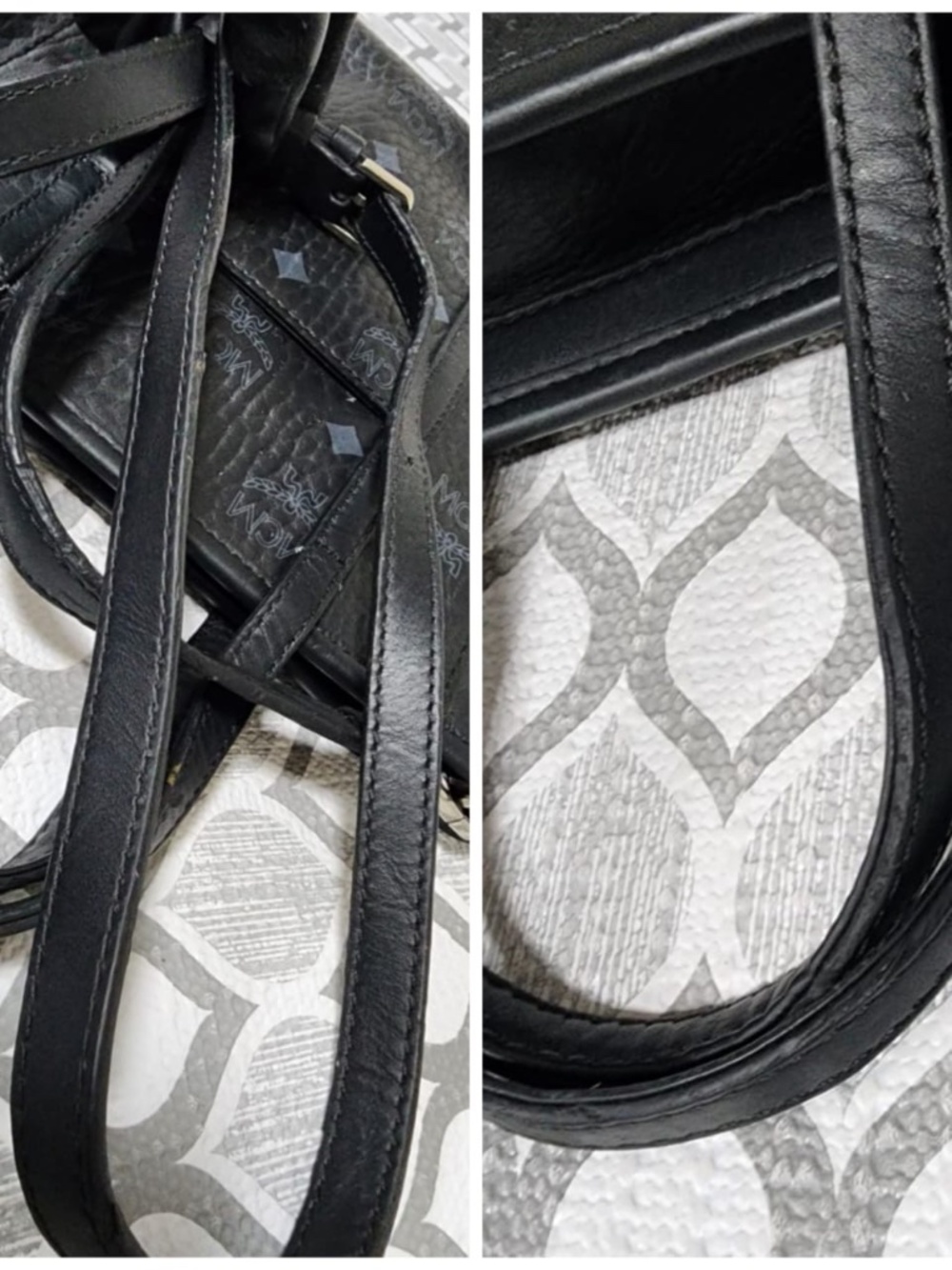 Authentic MCM Visetos Mini Toni Shopper Tote Bag Black/Grey - Picture 8 of 13